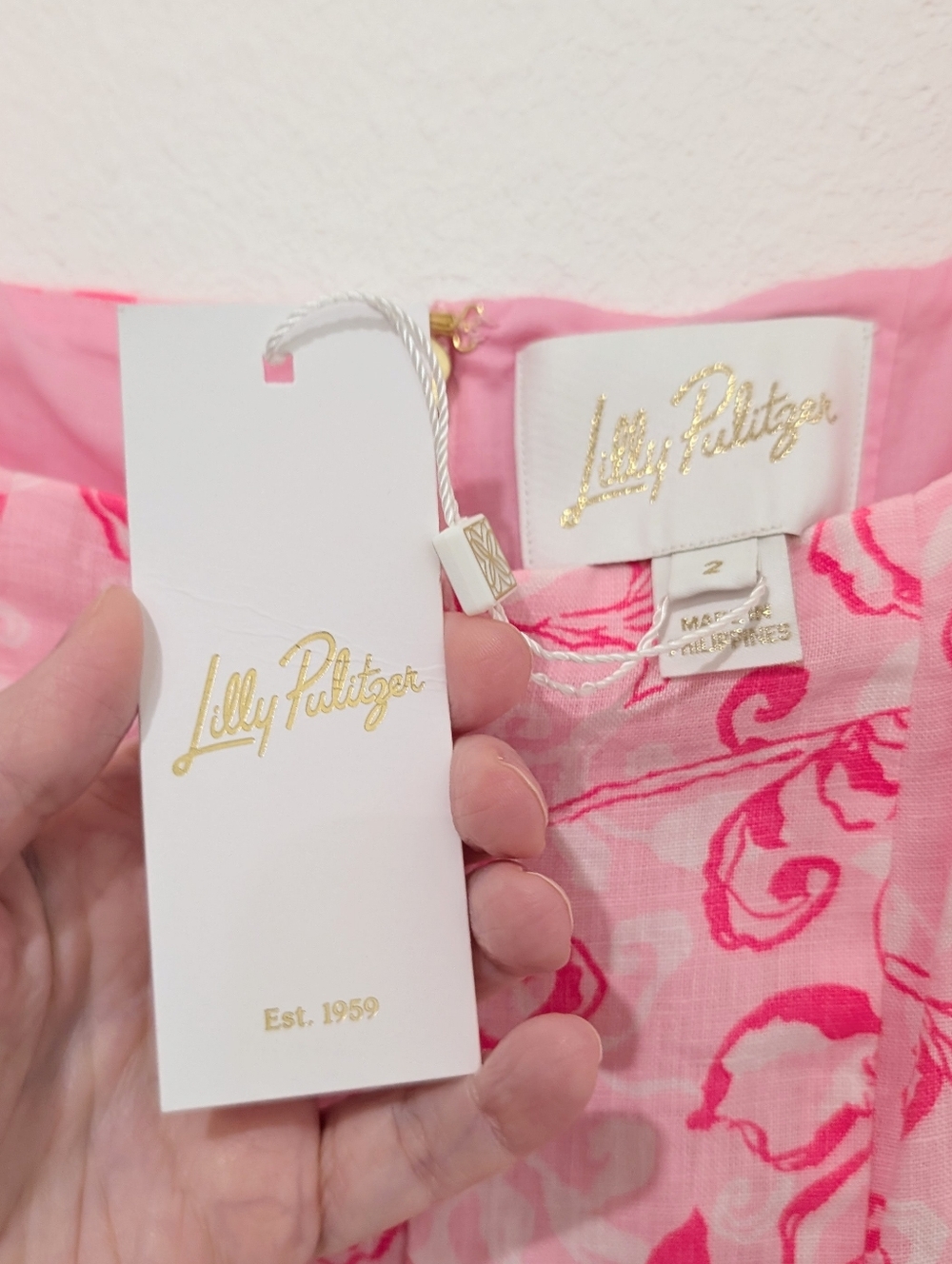 Lilly Pullitzer Conch Shell Pink Calina Linen Midi Dress Flamingle Garden 2 NWT - Picture 10 of 12